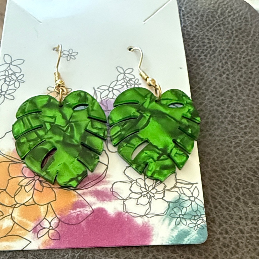 Green Leaf Earrings